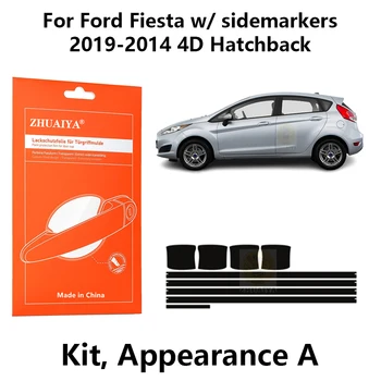 Защита Кромки Двери ZHUAIYA Дверная Ручка Чашка Защитная Пленка Для Краски TPU PPF Для Ford Fiesta с боковыми маркировками 2019-2011 4D Хэтчбек