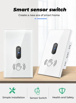 ИК WIFI Tuya Smart US Switch Настенный выключатель света Волновой инфракрасный датчик Водонепроницаемая стеклянная лампа включения выключения для Alexa Google Home