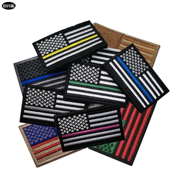 Нашивка с флагом США, изысканная полная вышивка, тканевая наклейка с крючком и петлей, военная раскраска, оливково-коричневый и т.д. Значок на кепке со звездами