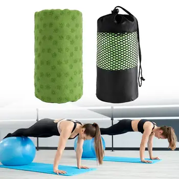 Горячий коврик для йоги, полотенце для йоги, нескользящее с сумкой для хранения, впитывающее пот Одеяло для йоги для занятий спортом в помещении, мужское женское снаряжение