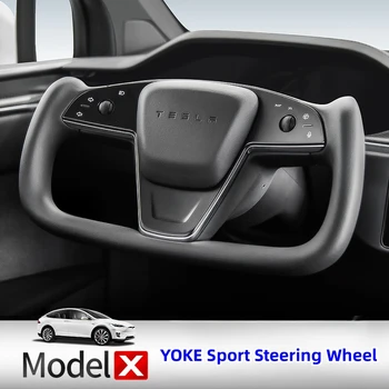 Для Tesla Model X S 2016-2023 Замена рулевого колеса, кожаное крепление из углеродного волокна, Аксессуары для рулевого колеса