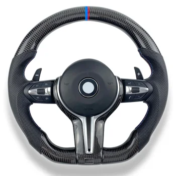 индивидуальное светодиодное рулевое колесо из настоящего углеродного волокна Для Серии M Серии F M3 M4 M5 F10 F15 F16 F25 F26 F20 F22 F31 F01 F80 F82