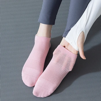 90% Хлопковые носки для йоги, хлопковые нескользящие силиконовые носки для фитнеса в помещении, женские спортивные носки из сетчатого материала без костей
