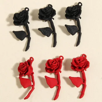 5шт 32x13 мм Эмаль 3D Красная Роза Подвески Цветок Кулон Подходят Ожерелья Серьги DIY Изготовление Ювелирных Изделий Ручной Работы Поиск Расходных Материалов
