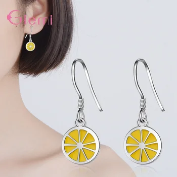 Серьги-крючки из натурального серебра 925 пробы, Новая дизайнерская форма, подвеска в виде желтой лимонной крошки, корейские серьги для жены/подруги
