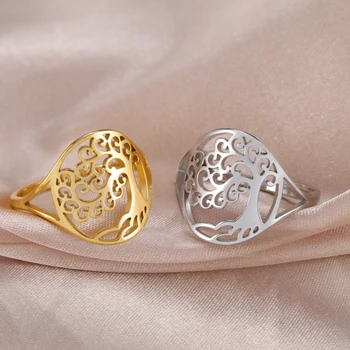 Кольцо с перекатывающимися листьями Древа жизни, кольца для пальцев из нержавеющей стали Viking, Амулет, ювелирные изделия, подарки на годовщину для женщин и мужчин