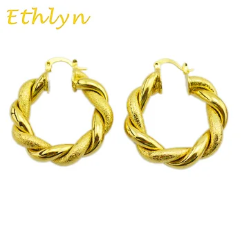 Ethlyn новый arriival Эфиопский/Нигерия/Кения/Гана/Дубай/Африканские серьги-кольца Золотого цвета серьги-кольца для женщин E6
