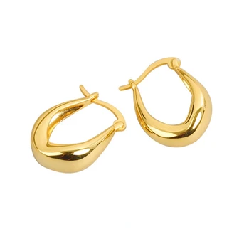 Модные золотые толстые серьги-кольца из серебра 925 пробы, роскошные золотые толстые ювелирные изделия-кольца
