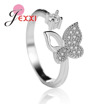 Модные кольца с танцующей бабочкой, открытые кольца из серебра 925 пробы, кольца с цирконом ААА для женщин, свадебные/обручальные модные украшения