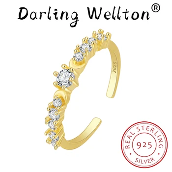 Оригинальность 18-Каратного Золотого кольца с шестью когтями, Круглое геометрическое кольцо для пары для женщин, 100% Оригинальные ювелирные изделия из стерлингового серебра, подарок на годовщину