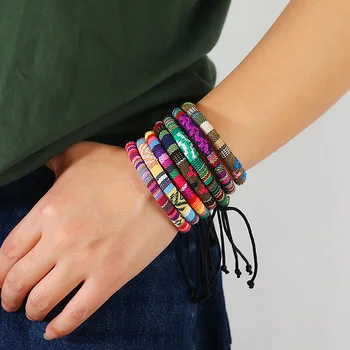 Регулируемый Цветной плетеный браслет в богемном стиле Для женщин, мужской браслет для пары, тканый браслет в этническом стиле, подарок для вечеринки
