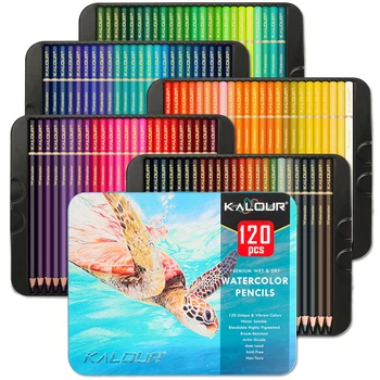 Цветные карандаши KALOUR 120/72 цвета, кругляшки, профессиональные принадлежности для рисования, канцелярские принадлежности для студентов школы акварельной живописи