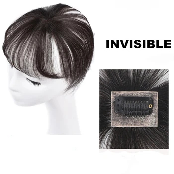 Анемон 3D, заколка с бахромой из натуральных человеческих волос, Прозрачная кружевная воздушная челка, Бразильские волосы без реми Для женщин