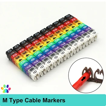 100/150 шт Кабельные маркеры, красочный маркер нумерации проводов типа M, маркер трубки, бирка с номером для сетевого кабеля 2-8 мм