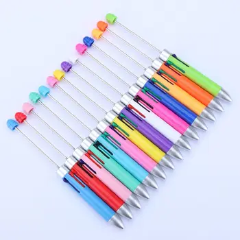 Четырехцветная шариковая ручка с бисером своими руками, милые ручки с бисером, мультяшная 4-цветная выдвижная ручка-роллер, подарок для школьников