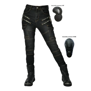 Женские ковбойские брюки для мотокросса Мотоджинсы для защиты от падения мотоциклетное снаряжение Мотоциклетные брюки с защитой