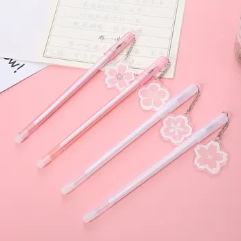 Креативная гелевая ручка с подвеской в виде вишневого цветка, милые обучающие канцелярские принадлежности, ручка для вывесок на водной основе