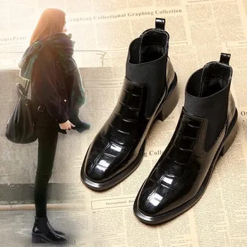 Женские Классические Кожаные ботинки 