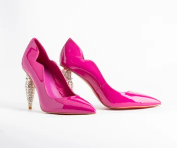 Летние новые женские туфли на заостренном каблуке 2023, роскошные брендовые дизайнерские свадебные туфли со стразами, туфли на каблуке