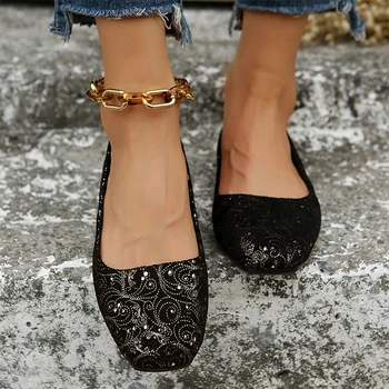 Летние женские лоферы на плоской подошве с квадратным носком, повседневная уютная брендовая обувь для прогулок, новинка 2024 года, модное дизайнерское платье Zapatos Mujer