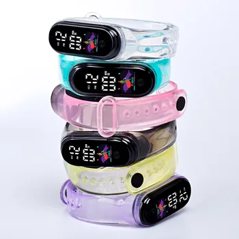 Прозрачные детские часы ярких цветов для мальчиков и девочек, спортивные силиконовые часы, светодиодные цифровые детские часы, модный браслет, подарок на день рождения