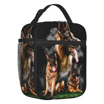 Немецкая Овчарка Изолированная сумка для ланча для женщин Портативное животное GSD Собака-волк Термоохладитель Сумка для ланча для детей-школьников