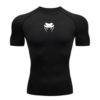 Мужская компрессионная рубашка с круглым вырезом, футболка для ММА с длинным или коротким рукавом, мужская одежда для фитнеса, бодибилдинга, спортивные футболки Rashguard