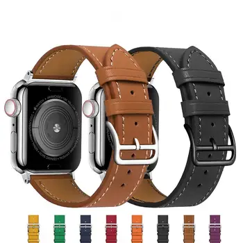 Кожаный ремешок для Apple watch band 44 мм 40 мм 45 мм 41 мм 38 мм 42 мм ремешки для наручных часов Single tour браслет iWatch series 5 8 3 6 se 7 band