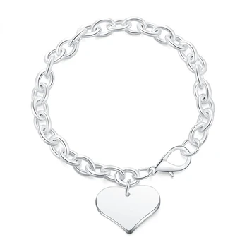 SAIYE Модный браслет с подвеской в виде сердца из серебра 925 пробы, застежка-карабин, О-образная цепочка, классические ювелирные изделия, подарок для мужчин и женщин