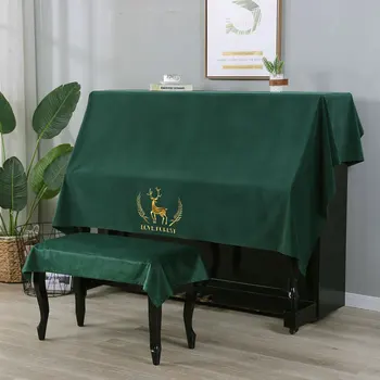Роскошная темно-зеленая бархатная крышка для пианино Nordic, универсальная крышка для пианино + крышка для табурета для пианино, пылезащитная защита от царапин