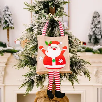 Сумка для рождественских подарков Санта Клауса, мультяшные детские подарочные пакеты, милый дизайн с оторванными ножками, Рождественская сумка для рождественских украшений