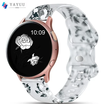 20 мм Силиконовый Ремешок с цветочным Принтом для Samsung Galaxy Watch 5/4 40 мм 44 мм/Watch 5 Pro / Galaxy Watch 3 41 мм/Active2 40 мм 44 мм Ремешок