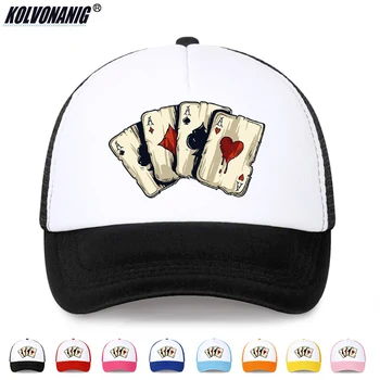 Летняя мода 2021 года, Бейсболки с принтом Poker Spades A Для Мужчин и Женщин, Уличная Одежда в стиле хип-хоп, сетчатые шляпы snapback, шляпа для папы, кепка дальнобойщика