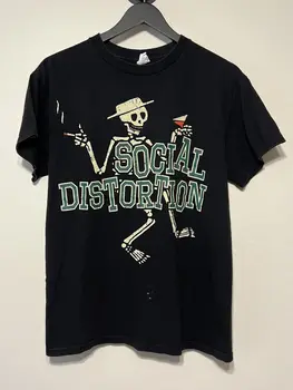 Винтажная футболка Social Distortion Мужская L Черная футболка панк-рок-группы Skeleton Tour с длинными рукавами