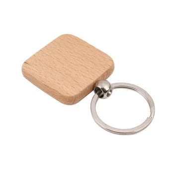60шт пустой квадратный деревянный брелок для ключей DIY Key Tag в подарок