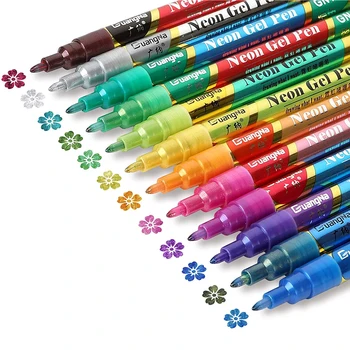 Ручки с блестящей металлической краской, маркеры на водной основе Sparkle, 12 цветов, набор ручек для поздравительных открыток, рисования, наскальной живописи