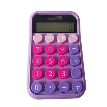 Механический переключатель, калькулятор, ЖК-дисплей, фиолетовый калькулятор, большие кнопки, механический калькулятор, 1 шт. фиолетовый