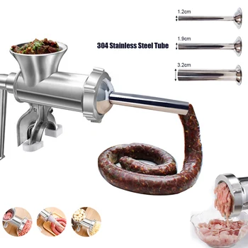 Ручная алюминиевая мясорубка 10 # для начинки колбасных изделий с трубками Инструмент для измельчения мяса Съемный для домашних кухонных принадлежностей