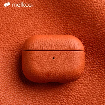 Чехол Melkco из натуральной кожи для AirPods Pro 2, аксессуары для наушников Bluetooth для AirPods 3 и 2, чехлы из натуральной коровьей кожи с рисунком личи