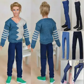 Высококачественные детские игрушки 30 см, брюки-бойфренды для куклы, Повседневный вязаный свитер, мужская кукольная одежда, кукольное верхнее пальто, джинсы, брюки